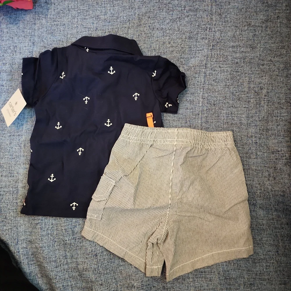 NWT - Carter's 2piece boys shirt and shorts set, Size 12month